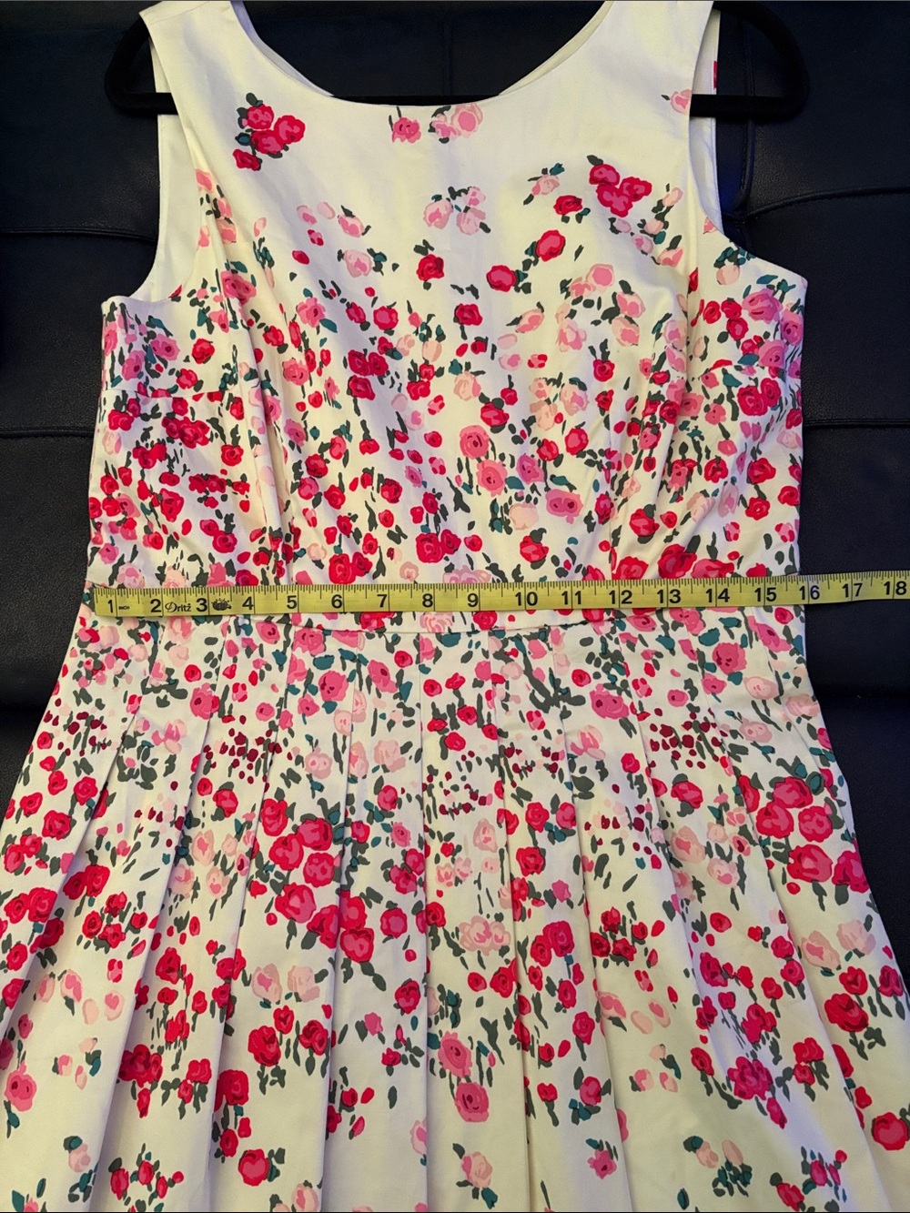 Talbots Cream Floral Midi Dress with Pink & Green Accents - Picture 3 of 6